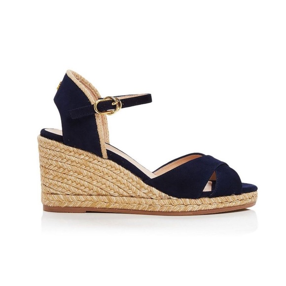 NEW STUART WEITZMAN Mirela Round Toe Wedge Espadrille Sandals Navy Blue Size 5.5 - Picture 2 of 10